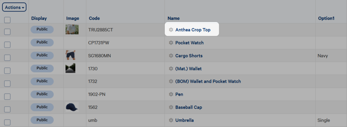 Product list